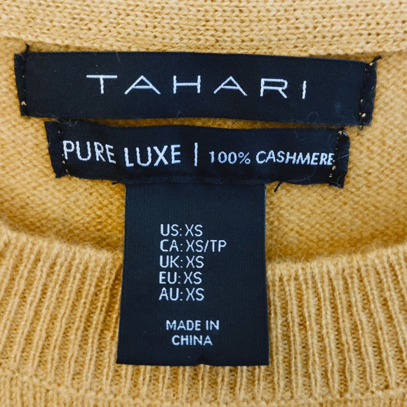 Tahari | Mustard Yellow 100% Cashmere Pure Luxe Long Sleeve Sweater - Picture 11 of 14